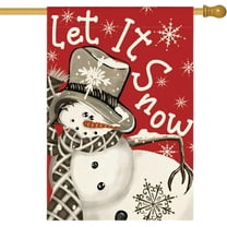SM-XLHN Let It Snow Snowflake Snowman Christmas House Flag 28x40 Inch Double Sided, Black Winter Holiday Yard Outdoor Decorative Flag
