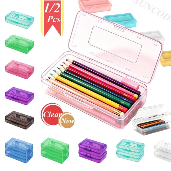 Suncoda Plastic Pencil Case with Snap-Tight Lid, White