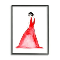 Stupell Woman in Red Gown Beauty & Fashion Painting Black Framed Art Print Wall Art, 16 x 20