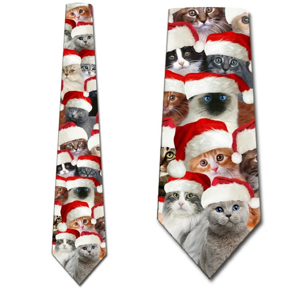Christmas Cat Ties Mens Necktie by Three Rooke