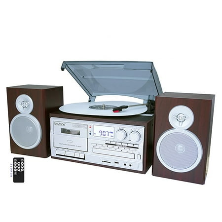 Boytone BT-28SPS, Bluetooth Classic Style Record Player Turntable with AM/FM Radio