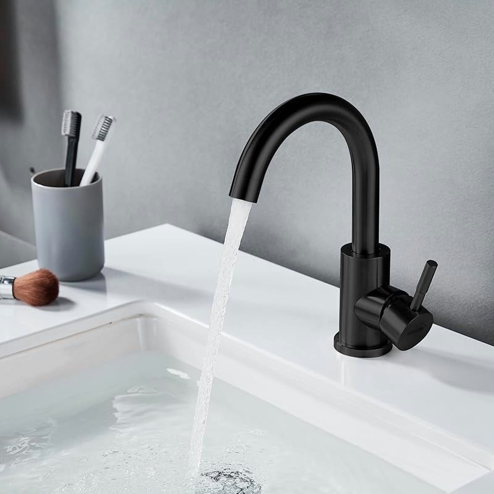 Cnshop Matte Black Bar Faucet, Single-Hole Stainless Steel Prep Faucet for Kitchen and Bathroom