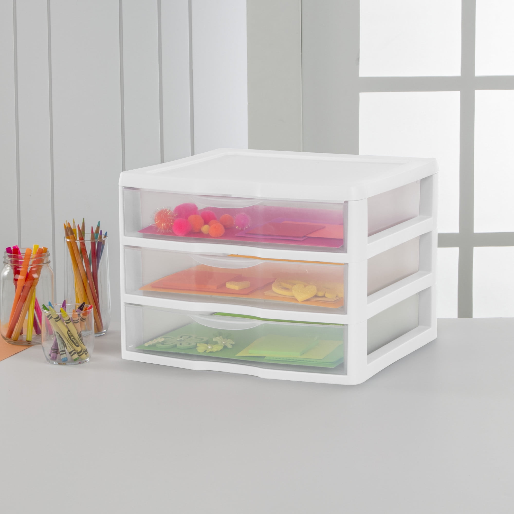 Sterilite Wide White 3 Drawer Unit