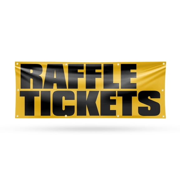 Raffle Tickets Banner Sign 36 Inch x 96 Inch | 13 oz Vinyl with Metal Grommets | Heavy-Duty Single-Sided Outdoor Durable Printed High-Quality Weatherproof | Made in the USA