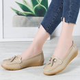 thumbnail image 3 of Mepaouo Women's Slip ons Low Wedges Leather Casual Loafer Shoes Nurse Work Walking Shoes(Beige,8.5), 3 of 5
