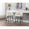thumbnail image 2 of Guyou 26" Height Faux Fur Bar Stools Set of 2, Upholstered Counter Height Chairs with Petal Back and Metal Legs for Restaurant Kitchen Island Bar, White, 2 of 11