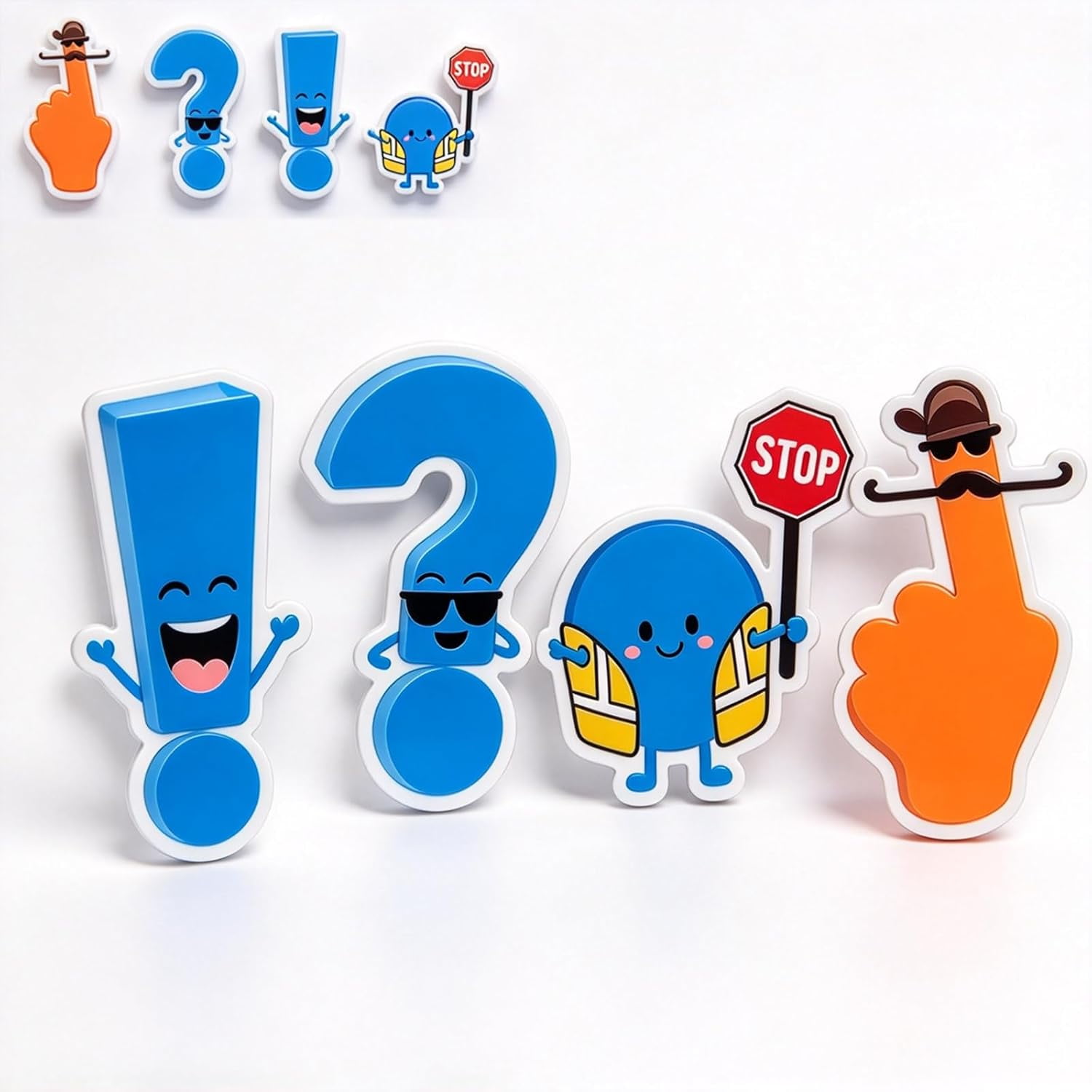 Punctuation Pals Magnets, Punctuation Pals with Exclamation Question Period Comma Classroom Whiteboard Magnets for Grammar Lessons, Fridge Magnets for Teachers Students Writers