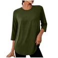 thumbnail image 3 of Loopsun Womens 3/4 Sleeve Fall Tops Fashion Solid Crew Neck Sports Casual Pullover Shirts, 3 of 5