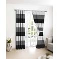 thumbnail image 3 of Grey Black White Striped Blackout Curtains for Bedroom/Living Room, Thermal Insulated Kitchen Curtains, Farmhouse Stripes Grommet Darkening Window Treatment Drapes 52"x84"x2, 3 of 8