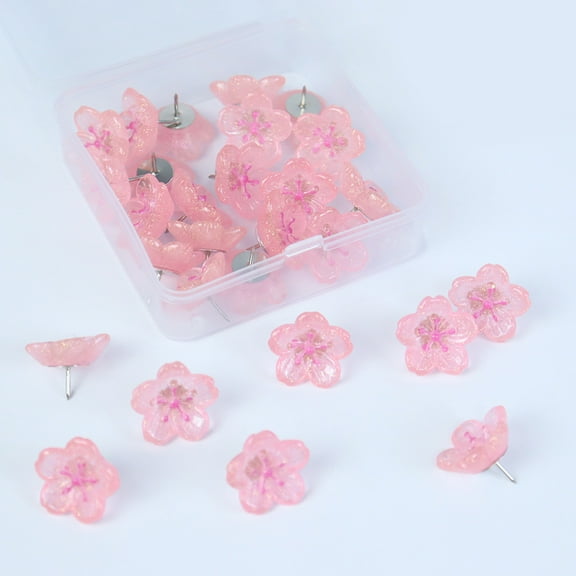 Milisten 20Pcs Pink Floral Push Pins for Cork Board Office Supplies Desk Decoration