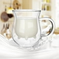 thumbnail image 6 of Giyblacko Glass Coffee Cups With Lidsand Straw COW Udder shape double walled clear glass milk coffee tea mug cup handle, 6 of 8