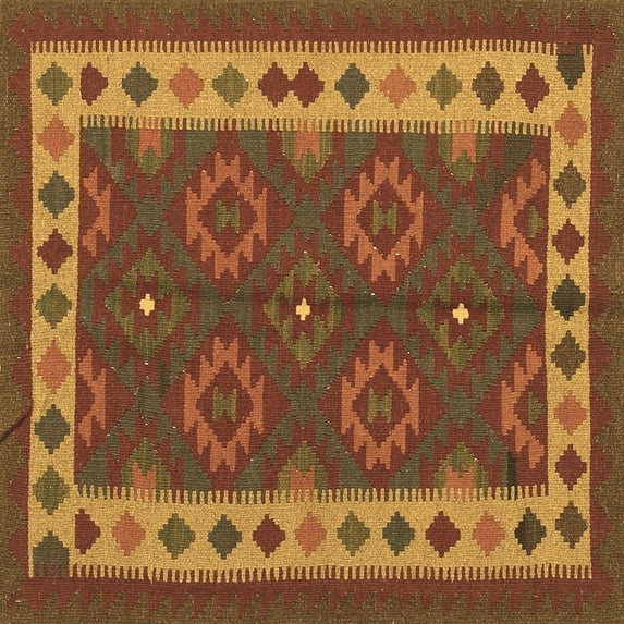 Ahgly Company Indoor Square Southwestern Brown Country Area Rugs, 7' Square