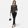 thumbnail image 6 of Women's Sheer Mesh Long Sleeve Top with Sequin Front Panel and Crew Neckline - Large, Multicolor, 6 of 7