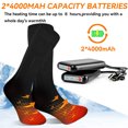 thumbnail image 4 of COMOPIO Heated Socks for Men Women 4000mAh Rechargeable Electric Heating Socks Warm Winter Thermal Socks Electric Battery Socks Foot Warmer(3 Heating Settings Black), 4 of 8