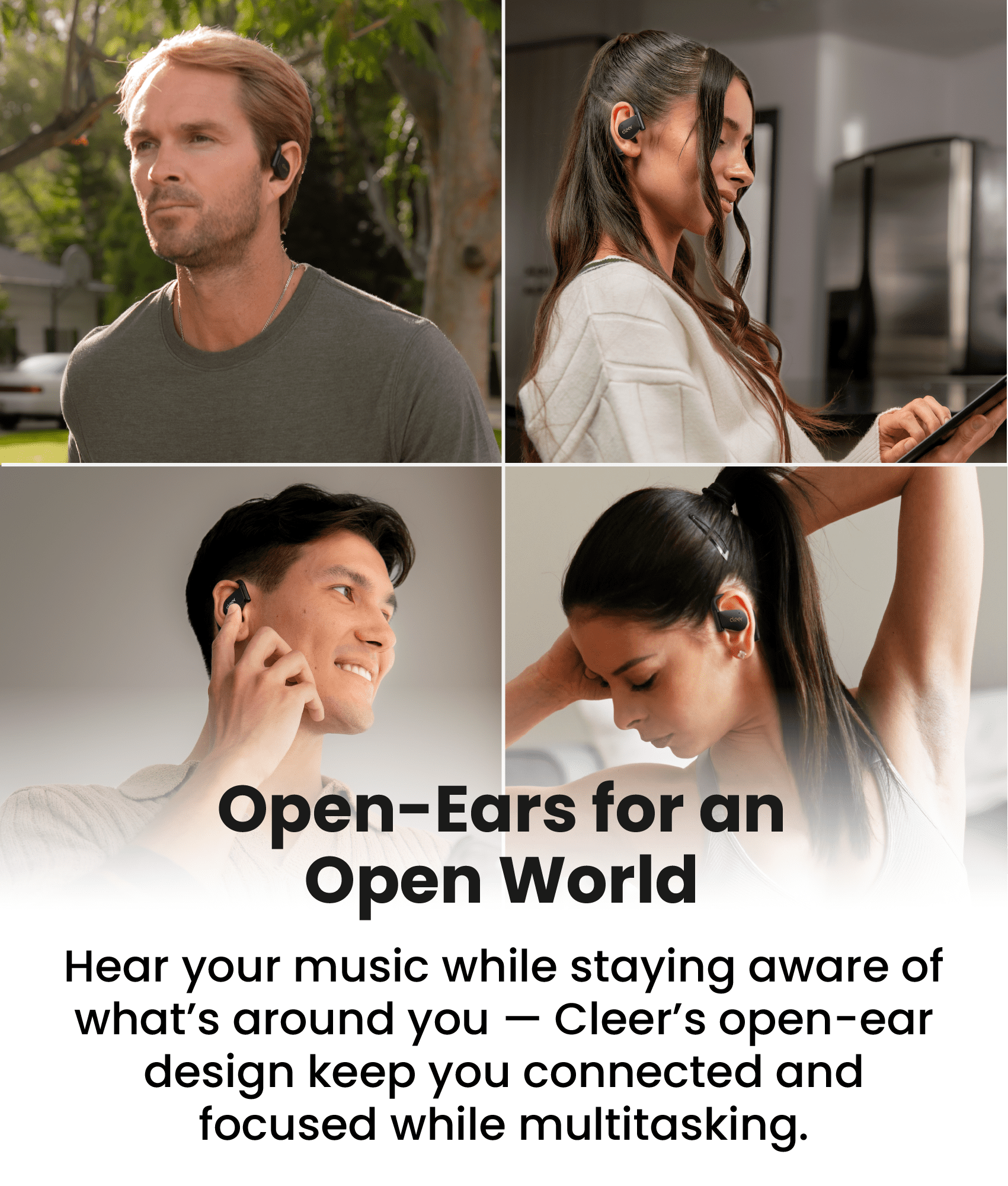 Cleer ARC 4 Open-Ear Sport Headphones with Dolby Audio & THX Certified Sound, IPX7 Waterproof Workouts & Running Sport Earbuds, 32H Playtime – Black