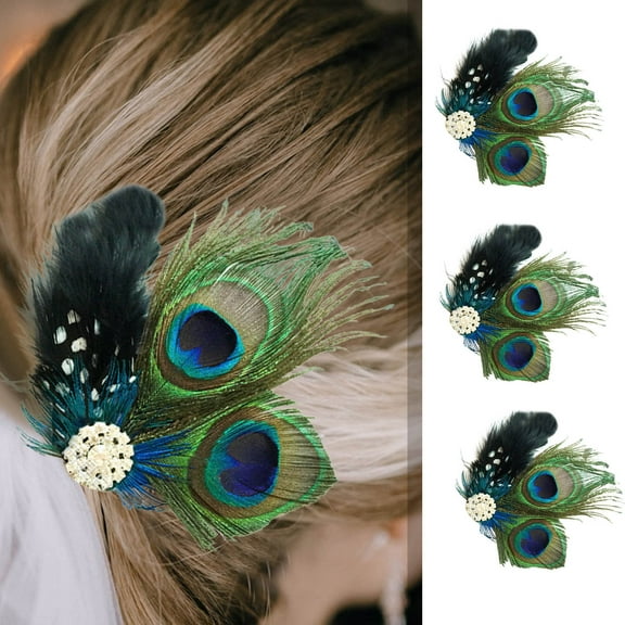 Elegant Rhinestone Feather Hairpins Bridal Wedding Party Hair Accessories Barrettes