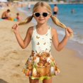 thumbnail image 3 of Uourmeti Easter Highland Calf Print Girls' Skirted One-Piece Swimsuit - Quick Dry Stretch Swim Dress for Beach & Pool, Sizes 3-13 Years, 3 of 8