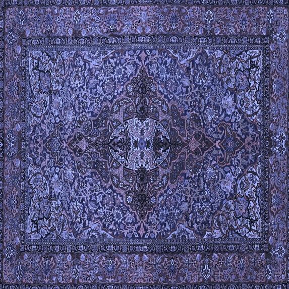 Ahgly Company Machine Washable Indoor Square Persian Blue Traditional Area Rugs, 3' Square