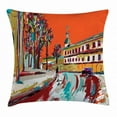 thumbnail image 1 of Fine Art Throw Pillow Cushion Cover, Exquisite Old Historical Town Paint with Impressionist Influences Winter Image, Decorative Square Accent Pillow Case, 24 X 24 Inches, Multicolor, by Ambesonne, 1 of 2
