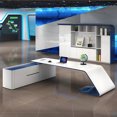 thumbnail image 2 of Corner Office Desks Reception Meeting Drawers Computer Executive Work Table Desktop Workbench Scrivania Cameretta Furniture My Lux Decor Round, 2 of 6