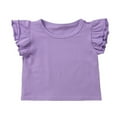 thumbnail image 1 of T-Shirt d'Été pour Bébé Fille à Manches Courtes en Coton, Col à Volants, 1 of 5