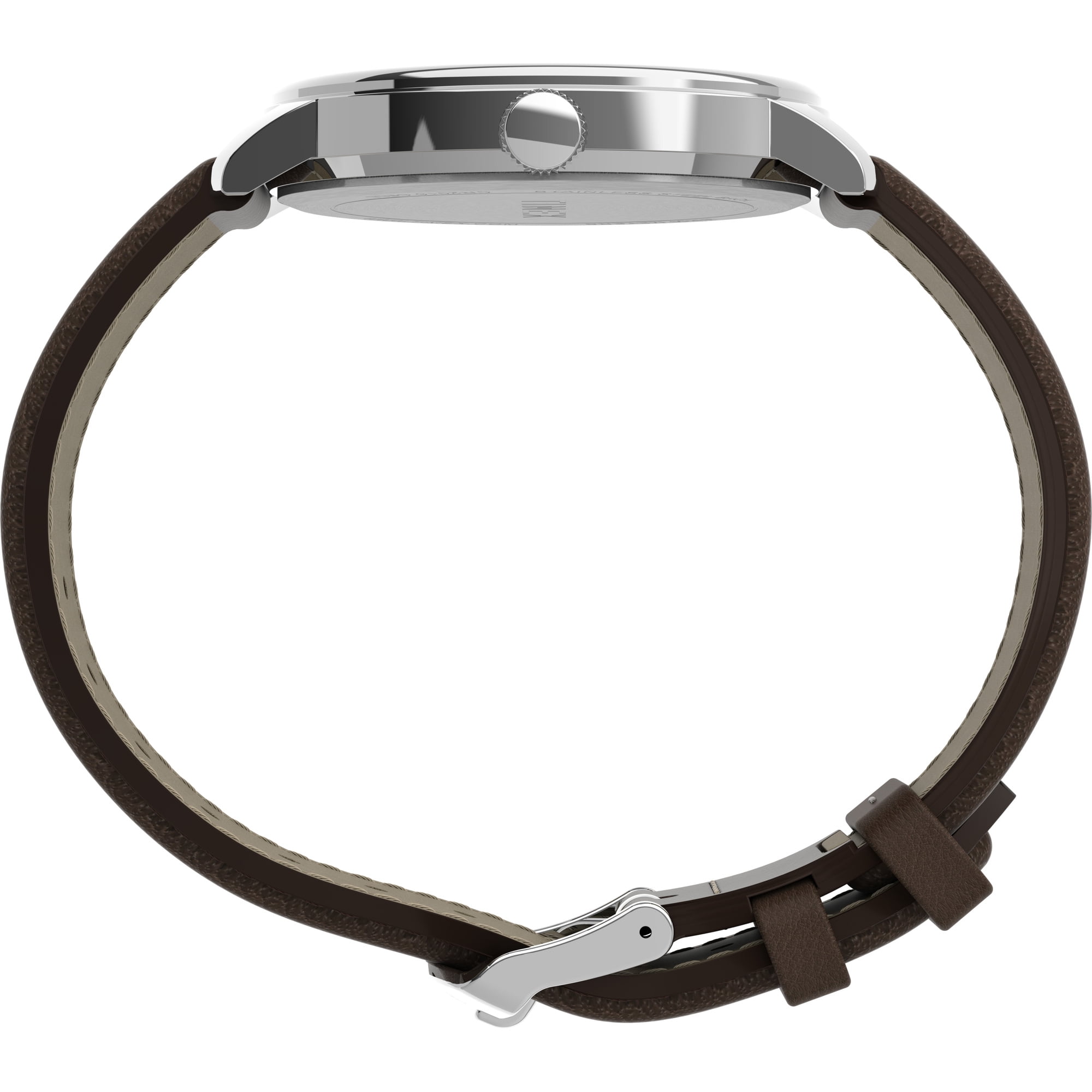 Timex Men's Easy Reader Bold 43mm Watch – Silver-Tone Case Cream Dial with Brown Leather Strap