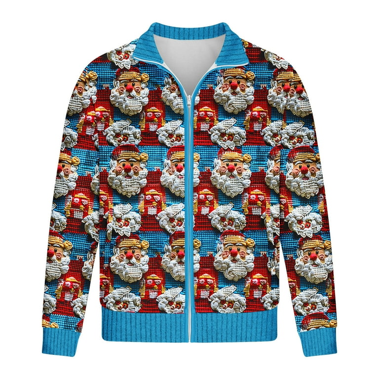 SERTG Men Christmas Tops Fashion Christmas Print Hoodless Casual