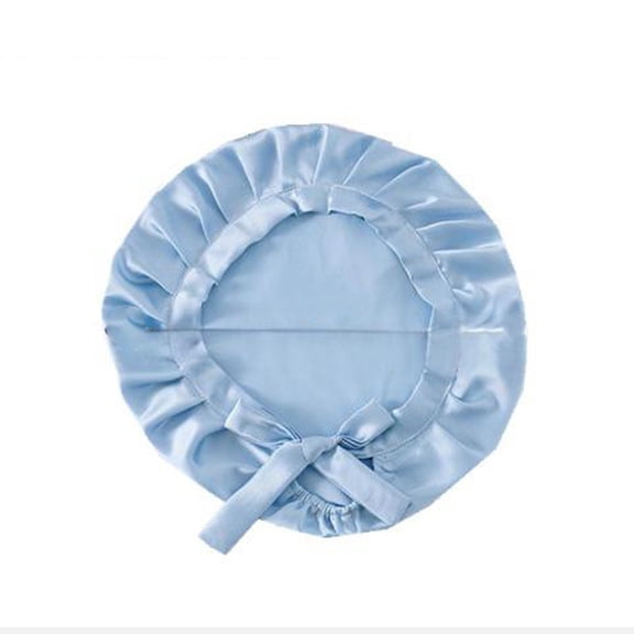 TELOLY Women's Silk Nightcap Summer Light Hair Bonnet Female Silky Sleeping Comfy Self Tie Sleep Cap Blue One Size