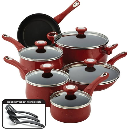 UPC 631899156792 product image for Farberware New Traditions Speckled Aluminum Nonstick 14-Piece Cookware Set, Red | upcitemdb.com