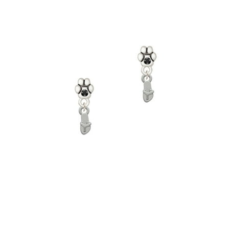 Austrian Crystal Flip Flop - Mini Flip Flop - Black Crystal Paw Earrings