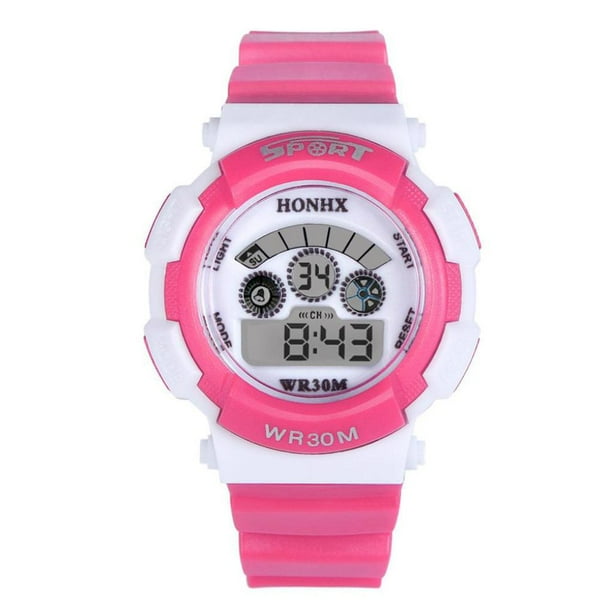 Reloj Pulsera Digital Electrónico Deportivo Multifunción Al 5 Piezas () Rosa