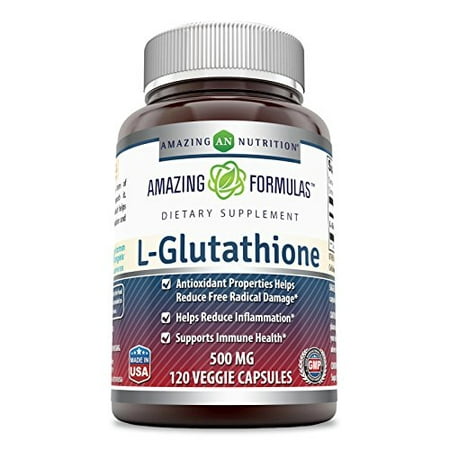 Amazing Formulas L-Glutathione, 500 Mg Veggie Capsules (120 (Best Glutathione Injection Whitening Brand)