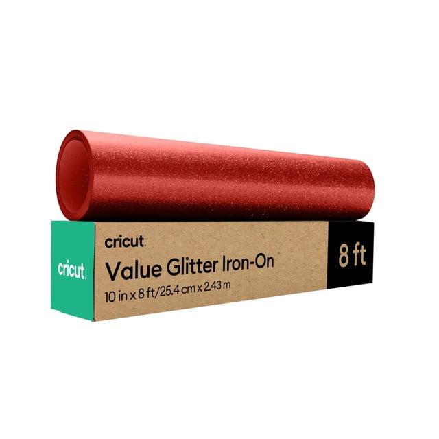 Plancha de vinilo de transferencia de calor Cricut Value con purpurina roja