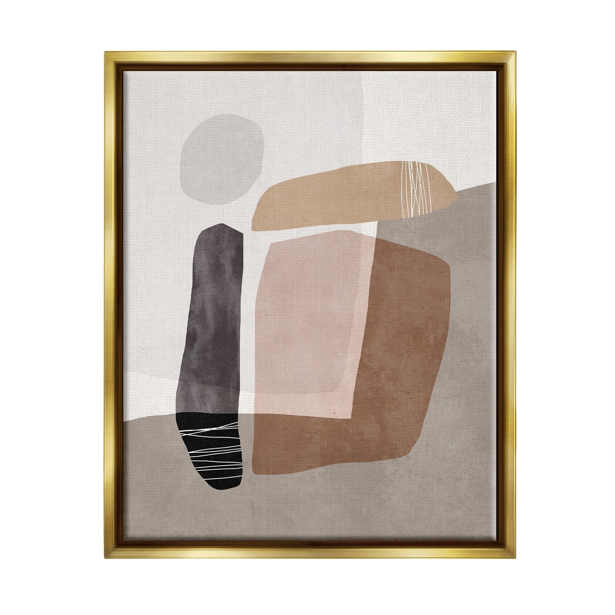 Stupell Industries Overlapped Earth Transparent Solid Polygons Contemporary Art Metallic Gold Framed Floating Canvas Wall Art, 16x20, by Nina Blue