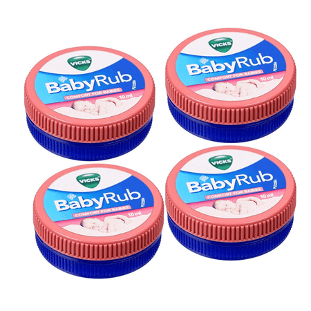 Vicks BabyRub Vapor Ointment 10ml – 4 Pack Moisturizing Baby Balm
