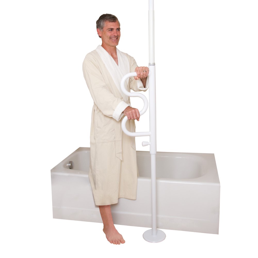 Stander Security Pole and Curve Grab Bar, Elderly Tension Mounted Floor
