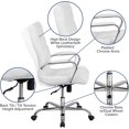 thumbnail image 3 of Whitney High Back Desk Chair - White LeatherSoft Executive Swivel Office Chair with Chrome Frame - Swivel Arm Chair, 3 of 8