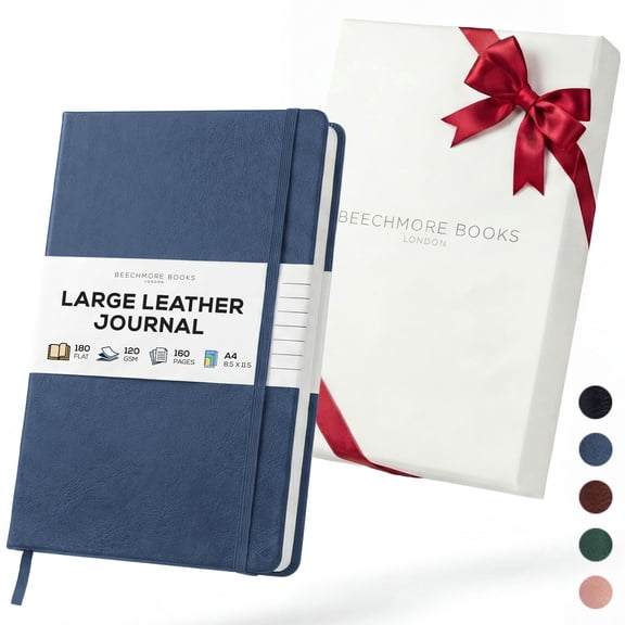 BEECHMORE BOOKS Lined Journal Notebook, 8.5 x 11.5 inch, A4 160 Lined Pages, Hardcover Leather Journals for Women, Men, Writing and Notebooks for Work - 120 GSM Thick Paper, Gifts Box Included