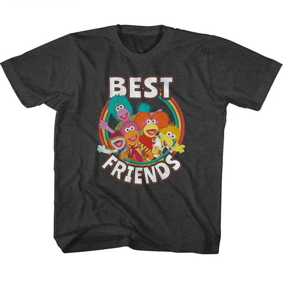 Fraggle Rock Best Friends Black Heather Youth T-Shirt S (7-8)