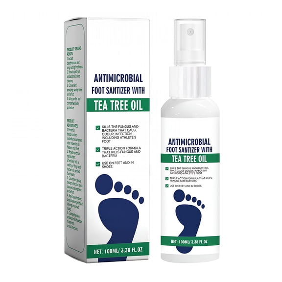 QARUN Tea Tree Oil Foot Spray, Tea Tree Oil Spray for Feet, Clear Foot Sanitizer Spray, Quick-Drying And Travel-Friendly