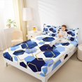 thumbnail image 4 of Manfei Gold Blue Hexagomn Queen Sheet Sets,Watercolor Honeycomb Pattern Flat Sheet,Modern Geometric Queen Fitted Sheet For Girls Kids,Breathable Home Decor,4pcs, 4 of 7