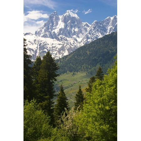 Mountain Scenery of Svanetia with Mount Ushba in the Background, Georgia Print Wall Art By Michael