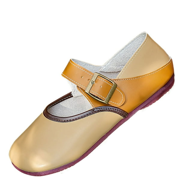 Chaussures Plates Kaki pour Femme à Bout Rond avec Design en Cuir Souple, Port Décontracté, Construction Confortable pour Usage Intérieur et Extérieur, Style Polyvalent, Taille 43