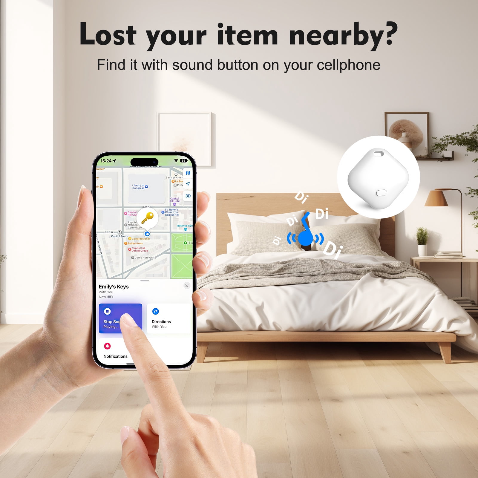 PcEoTllar Bluetooth Tracker, Keys Finder and Item Locator for IOS Find My - 2 Pack - White