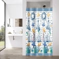 thumbnail image 3 of Narrow Size 36x72 RV Shower Curtain Set with Hooks Starfish Shell Bathroom Curtain Navy Blue Washable Water Repellent Fabric Bath Curtain for Home Bathtubs Decoration, 3 of 4