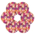 thumbnail image 2 of Haosy Set of 6 Drink Woven Coaster with Holder Heat Resistant Non-Slip Bar Coasters 4 Inches Retro Groovy Checkered, 2 of 7