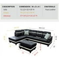 thumbnail image 4 of Ainehome Furniture Leather Sectional Sofa, 3 Piece L Shaped Living Room Couch Sets with Chaise Storage Ottoman and Pillows, 4 of 7