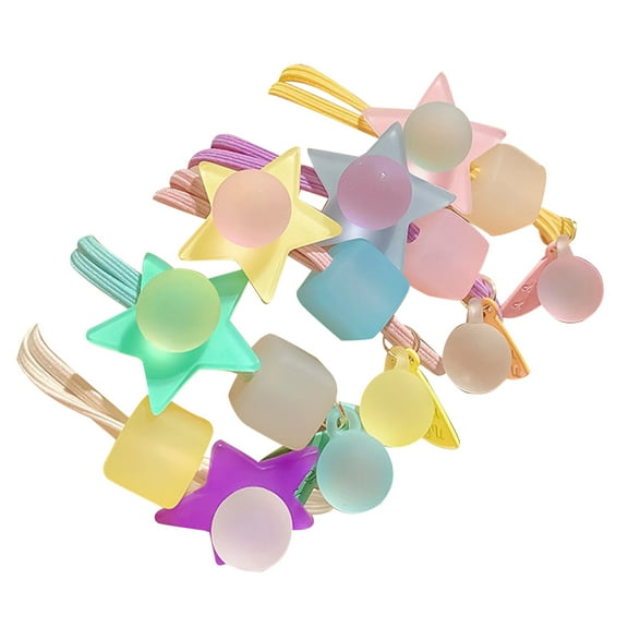 5Pcs/Set Women Hair Ties, Fashion Colorful Elastic Geometric Hair Bands for Gifts Daily Wear