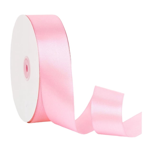 Cinta de tela de color liso, ancha y elegante, de satén, 100 yardas, para ramos florales. Rosa claro