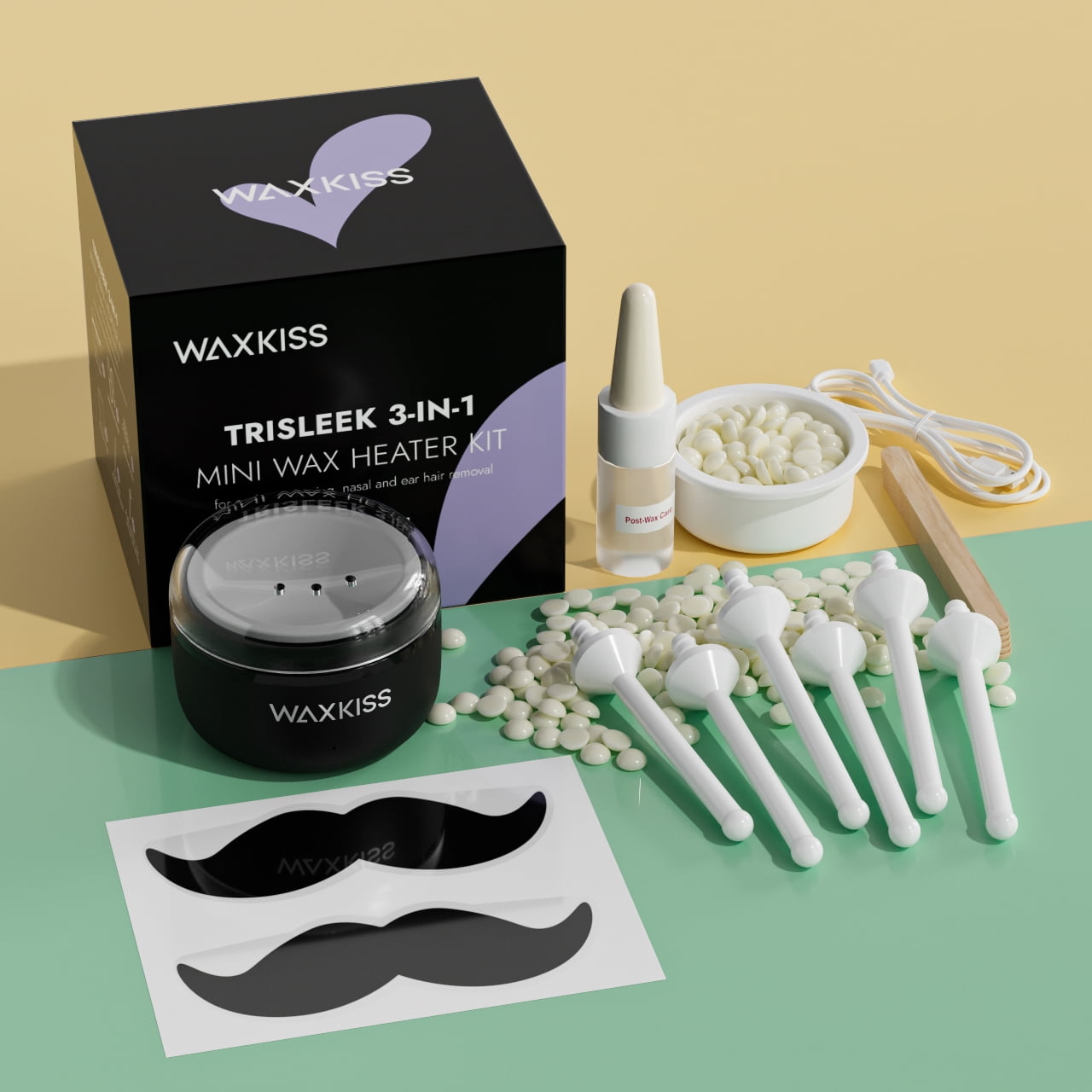Mini Wax Heater - Eyebrow/Nose/Ear Hair Removal Kit: 50g Wax, 6